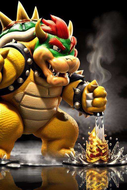 modelshoot style,  (extremely detailed 8k wallpaper),  bowser drinking water by Touch Night on Tensor.Art