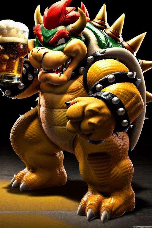 modelshoot style,  (extremely detailed 8k wallpaper),  bowser drinking beer by Touch Night on Tensor.Art