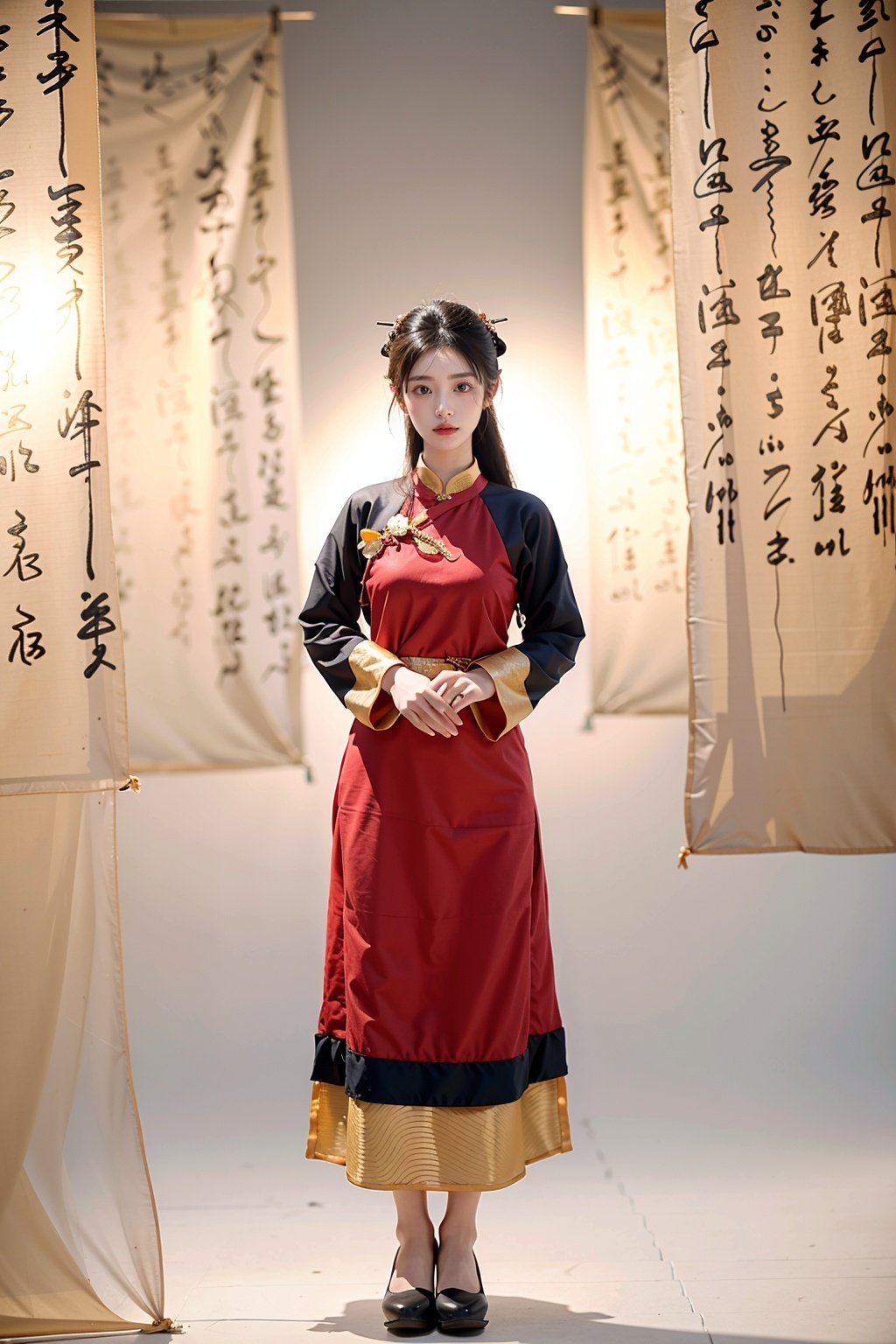 1girl,  chian dress,  shufa background by 踏山听海 on Tensor.Art