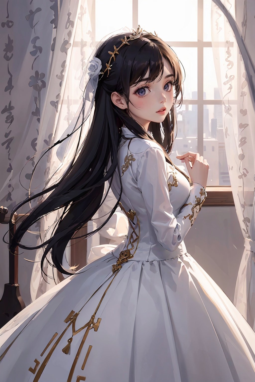 1girl,  wedding dress,  shufa background by 踏山听海 on Tensor.Art