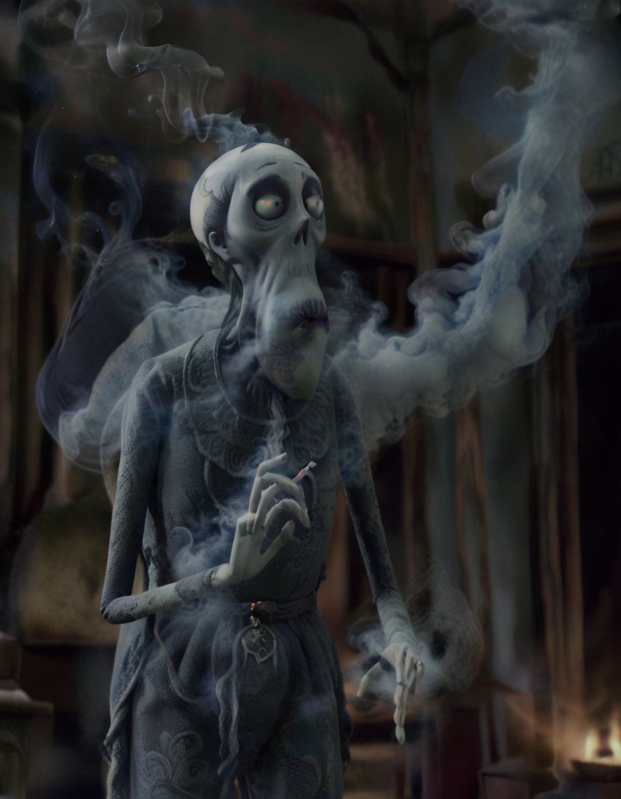 stopmotion, Enenra: Smoke-spirit, Smoke-formed, Invisible, Elusive, Airborne, Haunting, Supernatural, Unseen. <lora:STOPMO_2.0_RC:1>