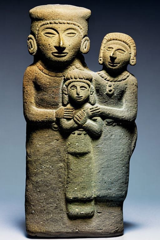 esculturaprehispanica,  sculpture,  statue of a family by Alforteg on Tensor.Art