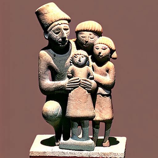 esculturaprehispanica,  escultura de una familia,  papa by Alforteg on Tensor.Art