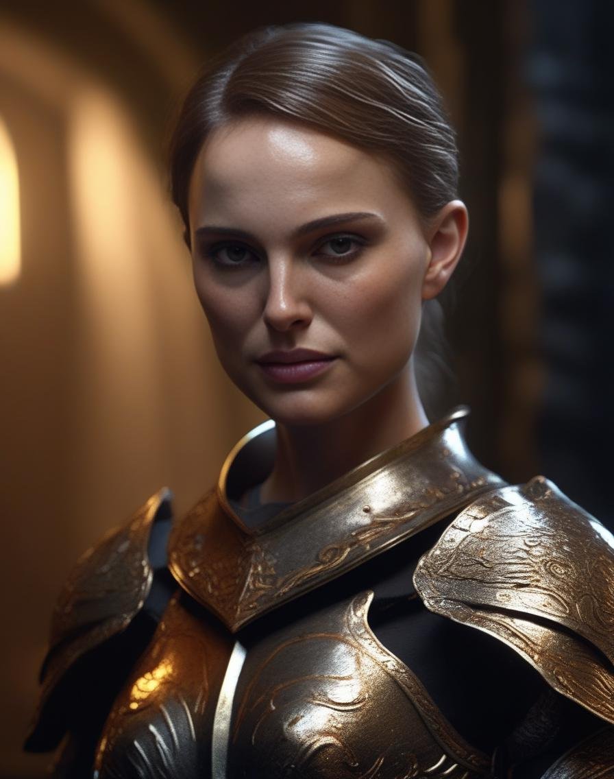 NataliePortman,<lora:NataliePortmanSDXL:1>,portrait,female, intricate detail of face and body plated armor with a sword made out from the berserk by greg rutkowski; digital art trending on ArtStation/FantasyArt wallpink bright lighting anatomically correct high quality realistic 3D render 4k UHD image behance hd dramatic cinematic lightning-lighting unreal engine very atmospheric matte painting concept design volumetric shadows octane rendered in mayf depth shading ultra realism 8K resolution deviantart detailed hyperrealistic photorealism photo real life full HD photography super ornate glowing rich colors dark moody atmosphere futuristic horror style