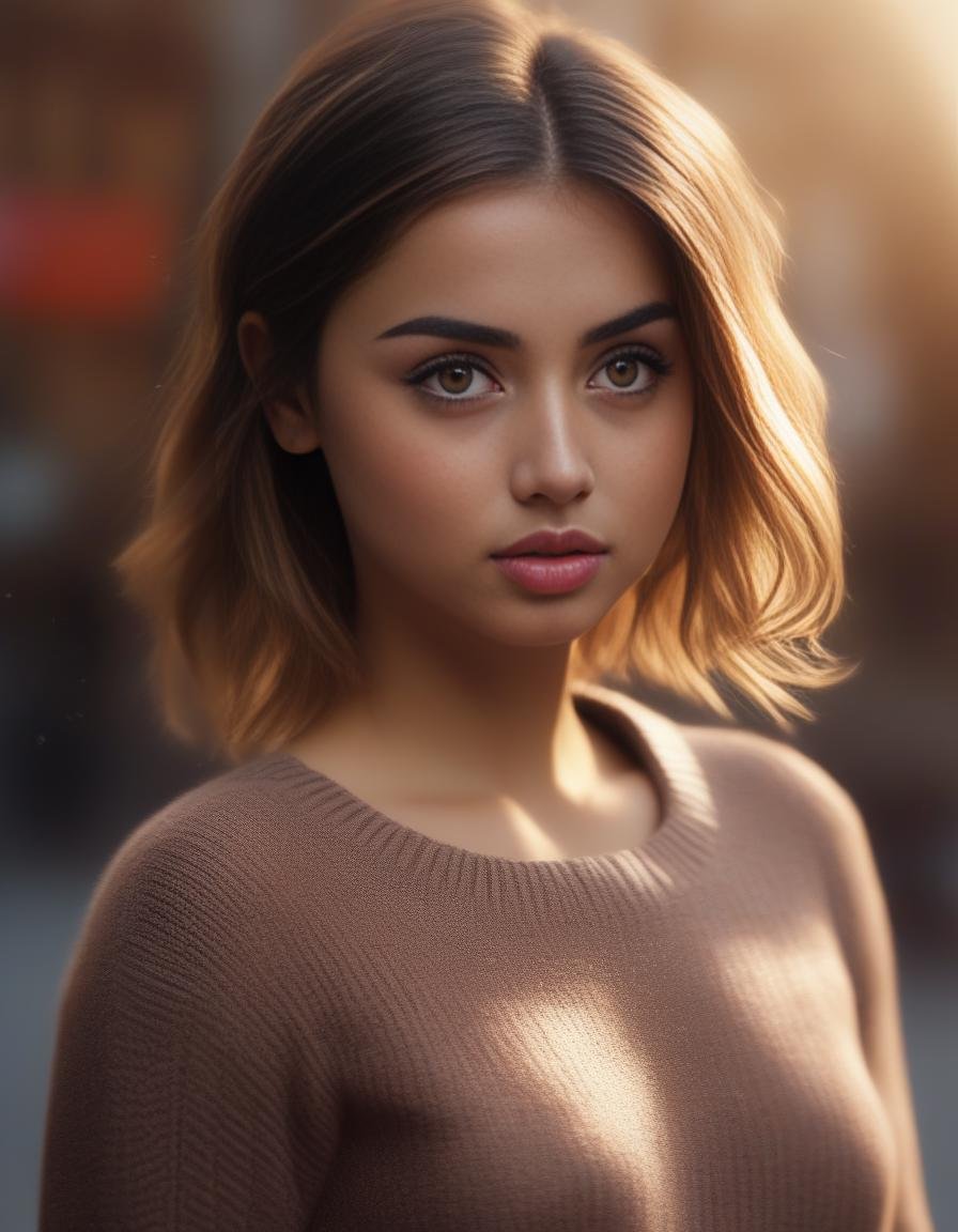 AnadeArmas,<lora:AnadeArmasSDXL:1>,masterpiece,beautiful,extremely detailed,(ultra high res),(8k UHD best quality), (realistic, photo-realistic:1.37), depth_of,field, blurry_background, photo_inset,Dramatic lighting,reference_inset,photo_background,brown_eyes,photorealistic,looking_at_viewer,1girl,shiny skin,detailed skin,(((sweater)))