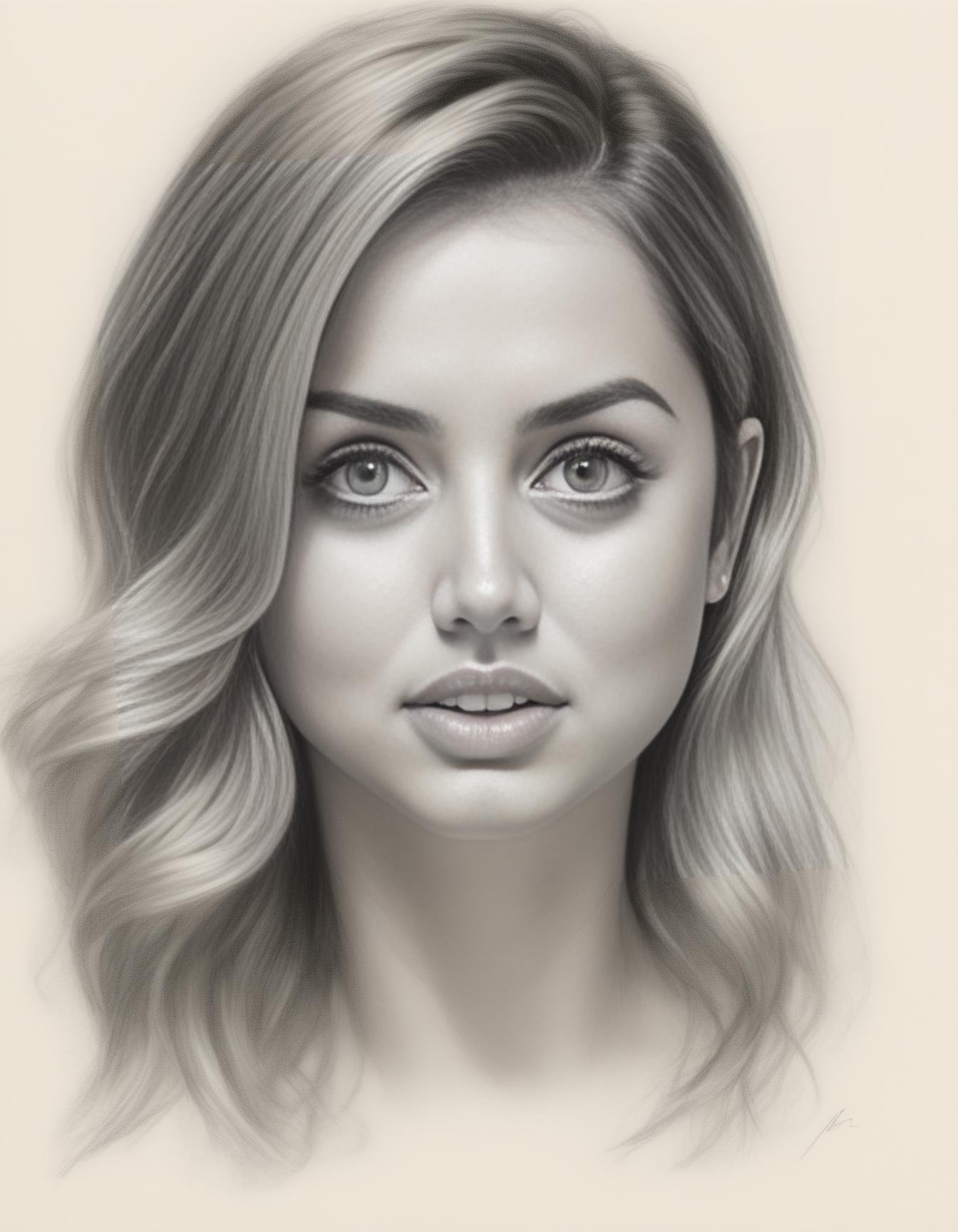 AnadeArmas,<lora:AnadeArmasSDXL:1> sketching on ivory paper with charcoal pencil, in the style of realistic hyper-detailed portraits, digital airbrushing, commission for, i can't believe how beautiful this is --ar 55:64 --s 750 --niji 5