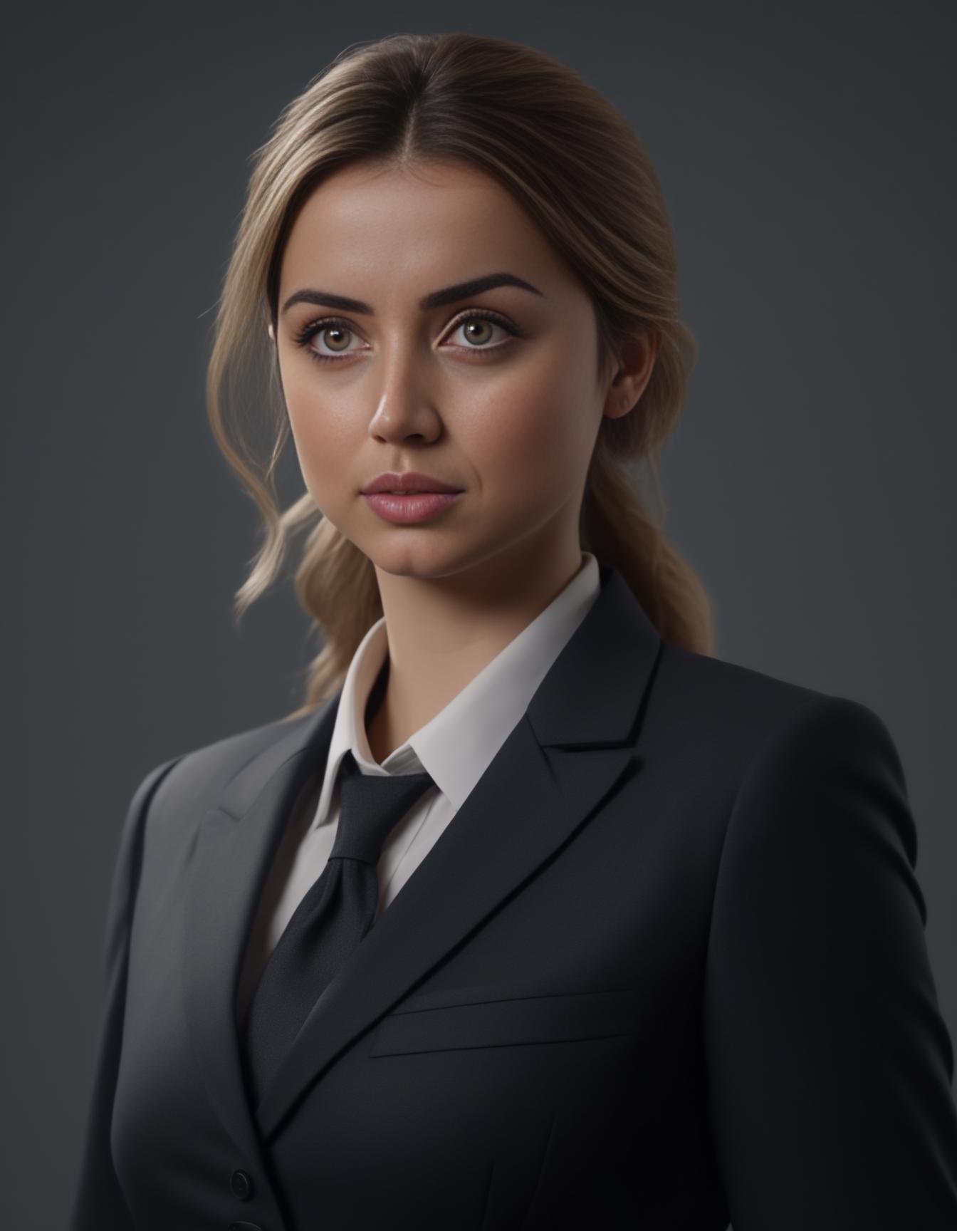 AnadeArmas,<lora:AnadeArmasSDXL:1>High Quality, Intricately Detailed, Hyper-Realistic woman Lawyer Portrait Photography, Volumetric Lighting, Full Character, 4k, In Workwear