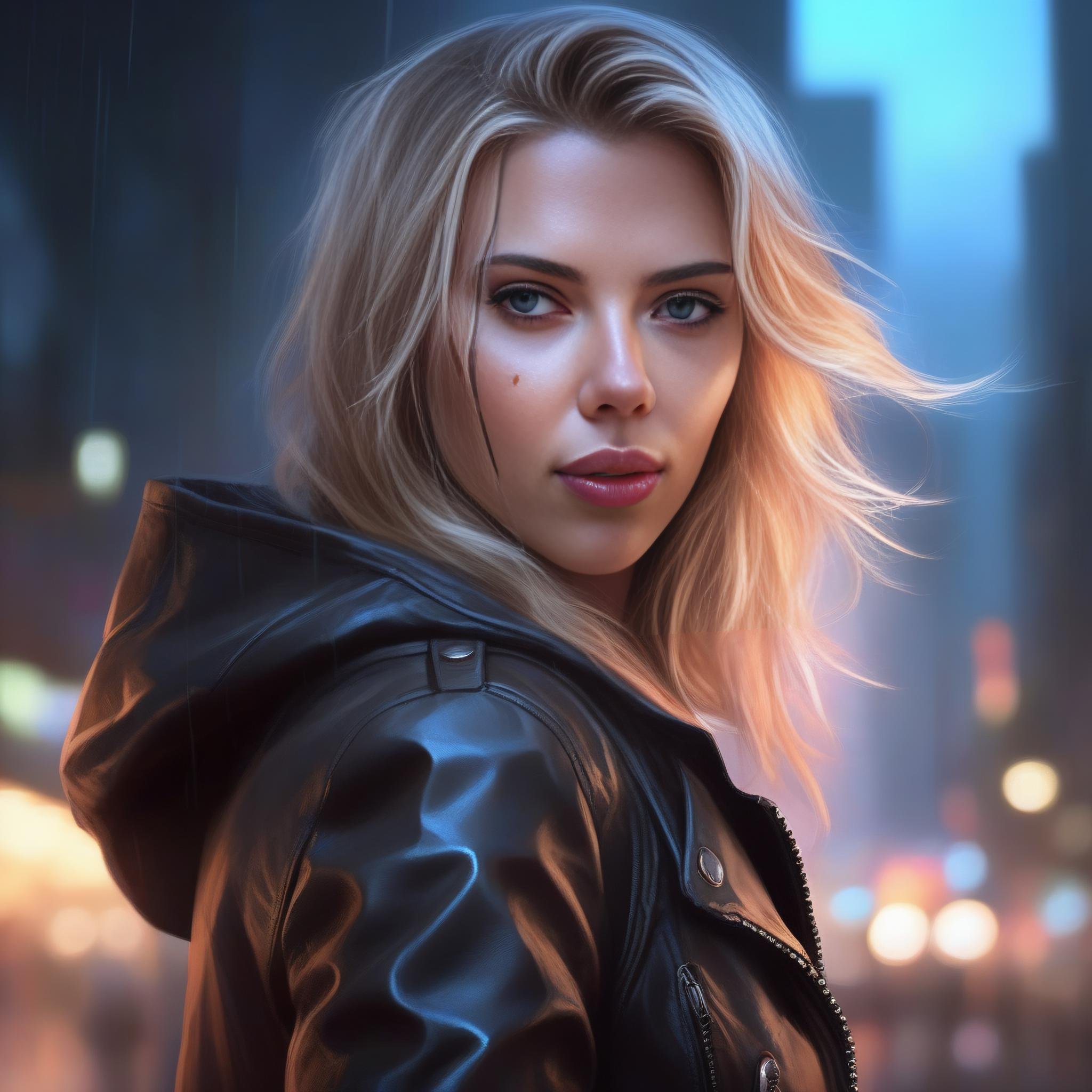 ScarlettJohansson,<lora:ScarlettJohanssonSDXL:1>,portrait,female,d&D; beautiful! gorgeous face!, long flowing hair wearing a leather jacket and black veil!! symmetry!!! cinematic lighting medium shot portrait by artgerm greg rutkowski alphonse muchas rossdraws james taylor Andrei Riabovitchev marc simonetti craig mullins James Jean-Cama jurabaev lipslight cute smiley expressive eyes trending on ArtStationHQ Arrows official media pixiv hyperdetailed unreal engine 4k 8K ultra HD detailed conceptart behance contest winner award winning dramatic lightning vivid colorful vibrant neon highlights fantasy