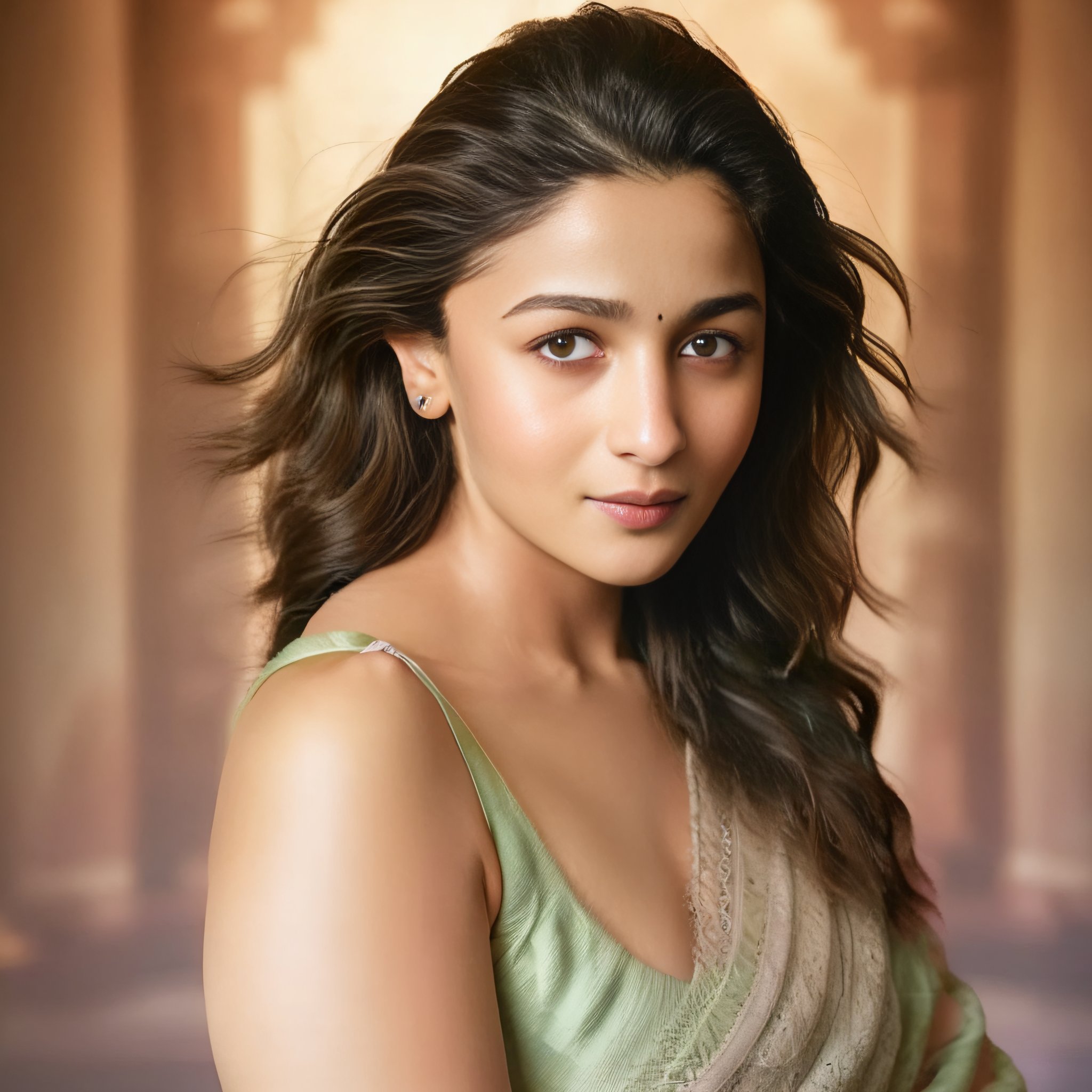 AliaBhatt,<lora:AliaBhattSDXL:1> A photograph capturing the essence of a female portrait with exquisite realism and intricate details, evoking a sense of serenity and gentle hues.