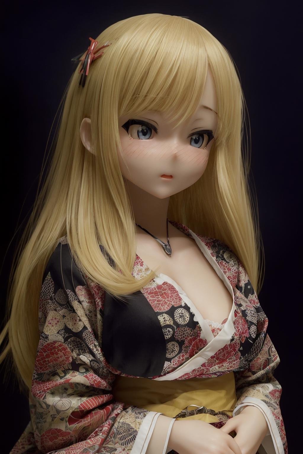 best quality, extra resolution, close up portrait of (AIDA_LoRA_IrokeAkane:1.17) <lora:AIDA_LoRA_IrokeAkane:0.57> as cute doll, beautiful doll, anime face, naughty, funny, happy, playful, intimate, flirting with camera, wearing kimono, kimono dress, japanese national dress, cinematic, studio photo, kkw-ph1, (dark theme:1.1) <lora:LowRA:0.2>, (black background:1.3)