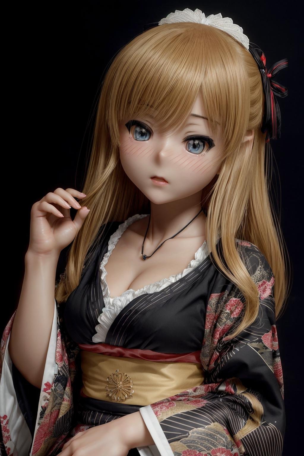 best quality, extra resolution, close up portrait of (AIDA_LoRA_IrokeAkane:1.18) <lora:AIDA_LoRA_IrokeAkane:0.64> as cute doll, anime face, naughty, funny, happy, playful, intimate, flirting with camera, wearing kimono, kimono dress, japanese national dress, cinematic, studio photo, kkw-ph1, (colorful:1.1), (dark theme:1.1) <lora:LowRA:0.2>, <lora:tangbohu-detailer_1.0:1>, photorealistic <lora:xiaoshazi:0.1>, (black background:1.3)