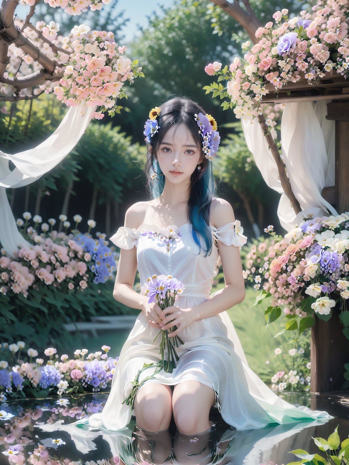  1 girl,Upper body,flower,A hundred flowers bloom