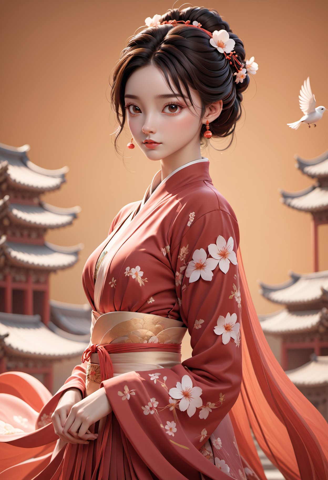  comic professional 3d model cinematic still a girl in (sexy hanfu), small breasts, 18 yo,ultra-detailed,stream,hair bun, an extremely delicate and beautiful little girl, beautiful detailed eyes, side blunt bangs,long sleeves,blank stare, pleated skirt, close to viewer, breeze, flying splashes, flying petals, wind. emotional, harmonious, vignette, 4k epic detailed, shot on kodak, 35mm photo, sharp focus, high budget, cinemascope, moody, epic, gorgeous, film grain, grainy. octane render, highly detailed, volumetric, dramatic lighting. graphic illustration, comic art, graphic novel art, vibrant, highly detailed, incredible quality, intricate detail, creative, positive, unique, attractive, cute, perfect, glowing, confident, pure, thought, iconic, best, romantic, surreal, artistic, pleasing, rich, symmetry, fine, pretty, clear, modern, fantastic, elegant, inspirational, lovely, marvelous, light, shining, wonderful, magnificent, complex