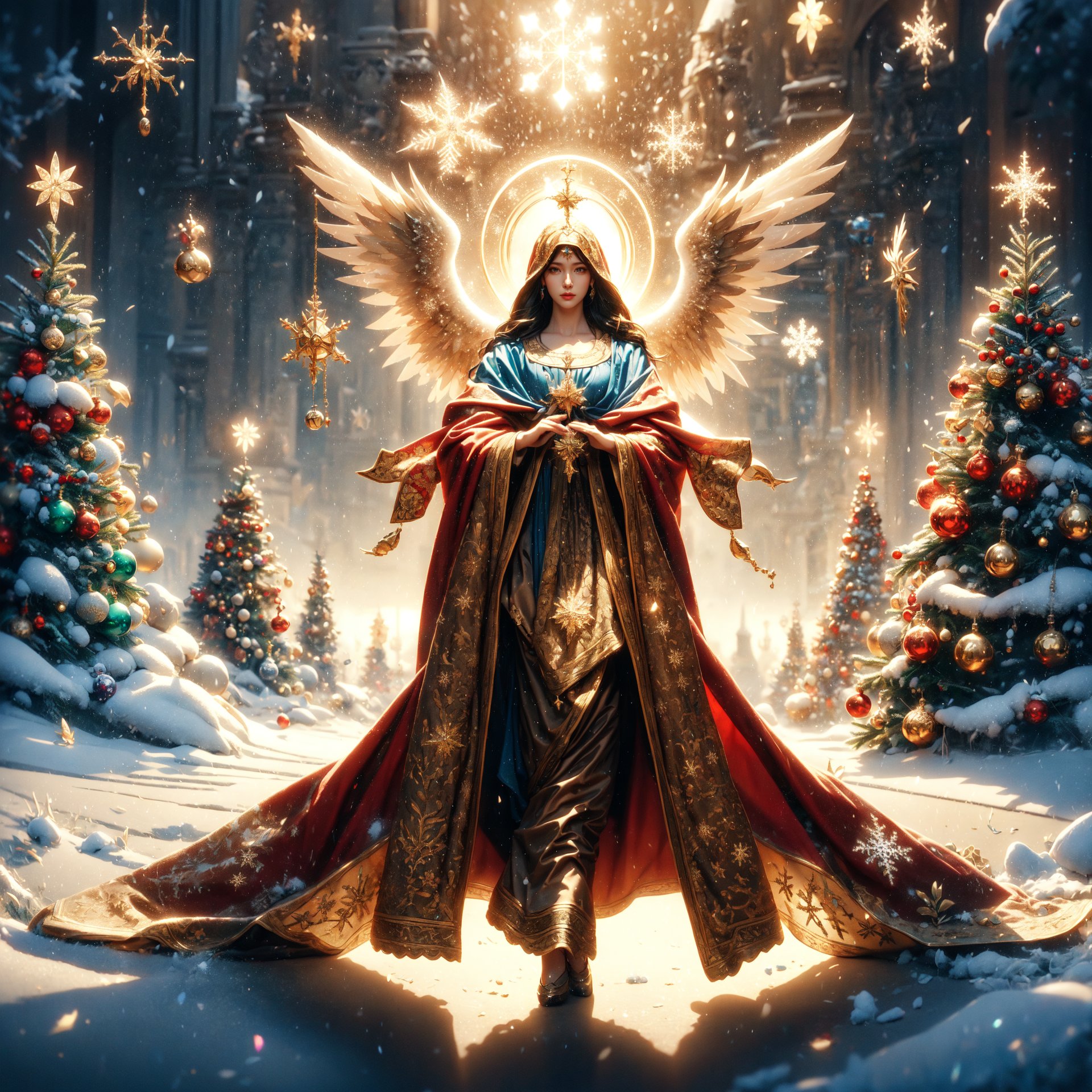 Highly detailed, High resolution scan, Unreal engine, Professional, 64K, UHD, HDR, Movie Poster, Ansel Adams
snowflake, Virgin Mary, archangel, Christmas tree, holy light, ,1 girl