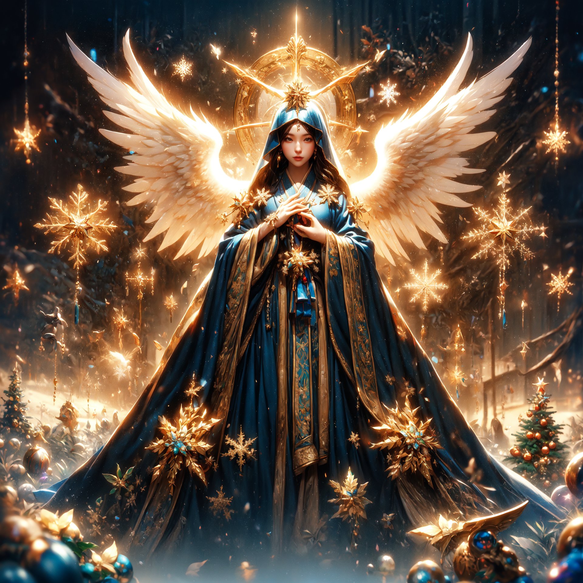 Highly detailed, High resolution scan, Unreal engine, Professional, 64K, UHD, HDR, Movie Poster, Ansel Adams
snowflake, Virgin Mary, archangel, Christmas tree, holy light, ,1 girl,Japanese girl