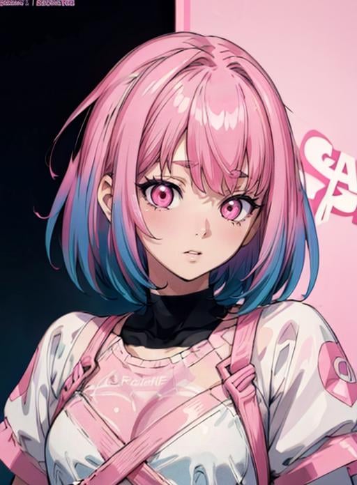 best quality, (masterpiece),(ultra-detailed), (high quality), (high resolution),<lora:add_detail:0.7> ,  <lora:kohai:0.7>,kohia, pink hair, short hair, pink eyes, bangs, gradient hair,