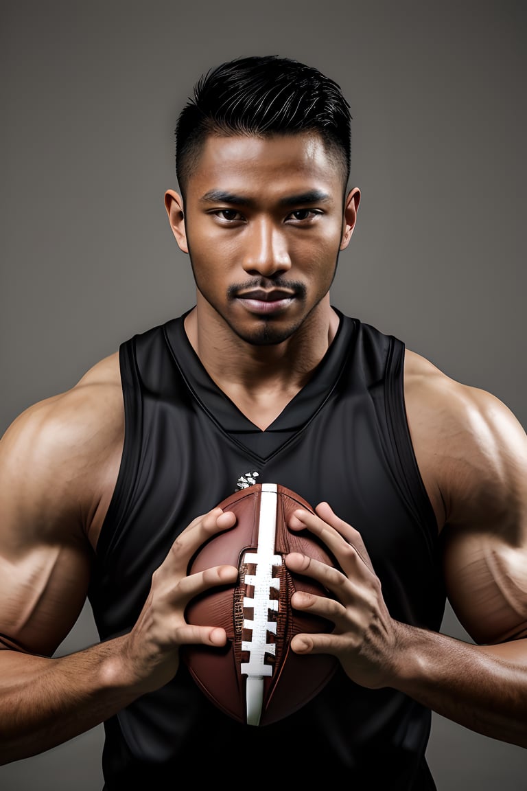 90s headshot, yearbook, 90s style, handsome guy, syanziro,fighting_stance,angry, wearing football studio photoshoot, muscular, competitive photo syanziro,photorealistic