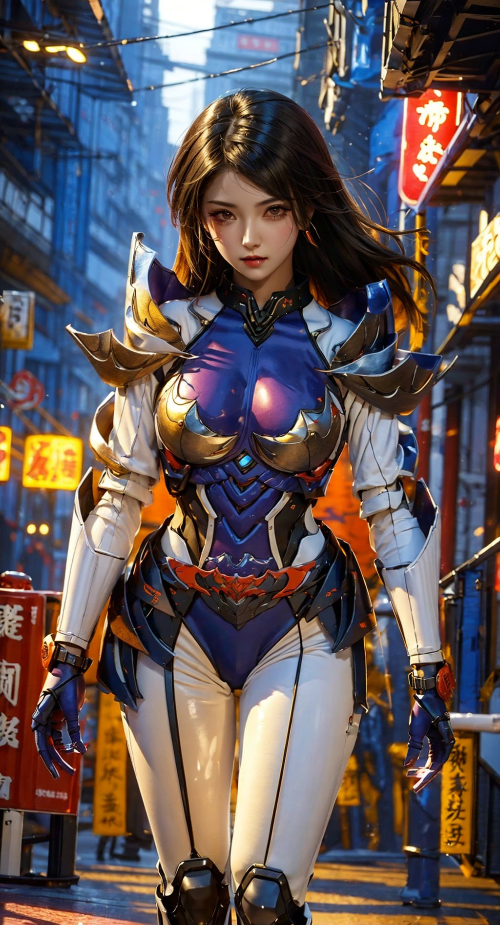  Kivala,High quality, game CG, wallpaper,1girl, best quality, looking at the audience,(mechanicalparts),Mechanicalarm,cyberpunk,mechanicalbody,chinadress,