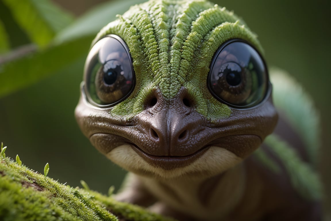 Cute creature from Space. terraforming. Alien Flora, Miki Asai Macro photography, close-up, hyper detailed, trending on artstation, sharp focus, studio photo, intricate details, highly detailed, by greg rutkowski detailed face, detailed skin
