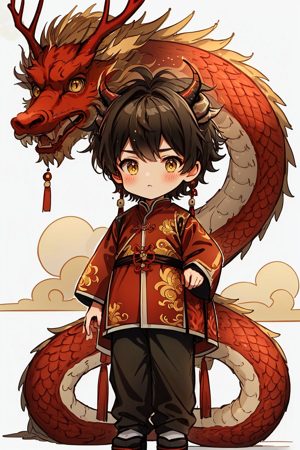 1boy,  antlers,  brown hair by 蔚蓝Blue on Tensor.Art