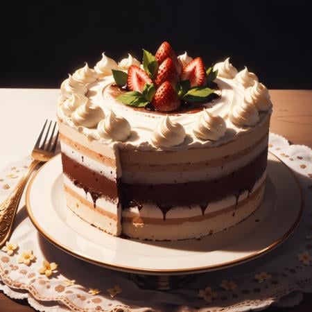 Cake,  tiramisu ,  flowers by User 123 on Tensor.Art