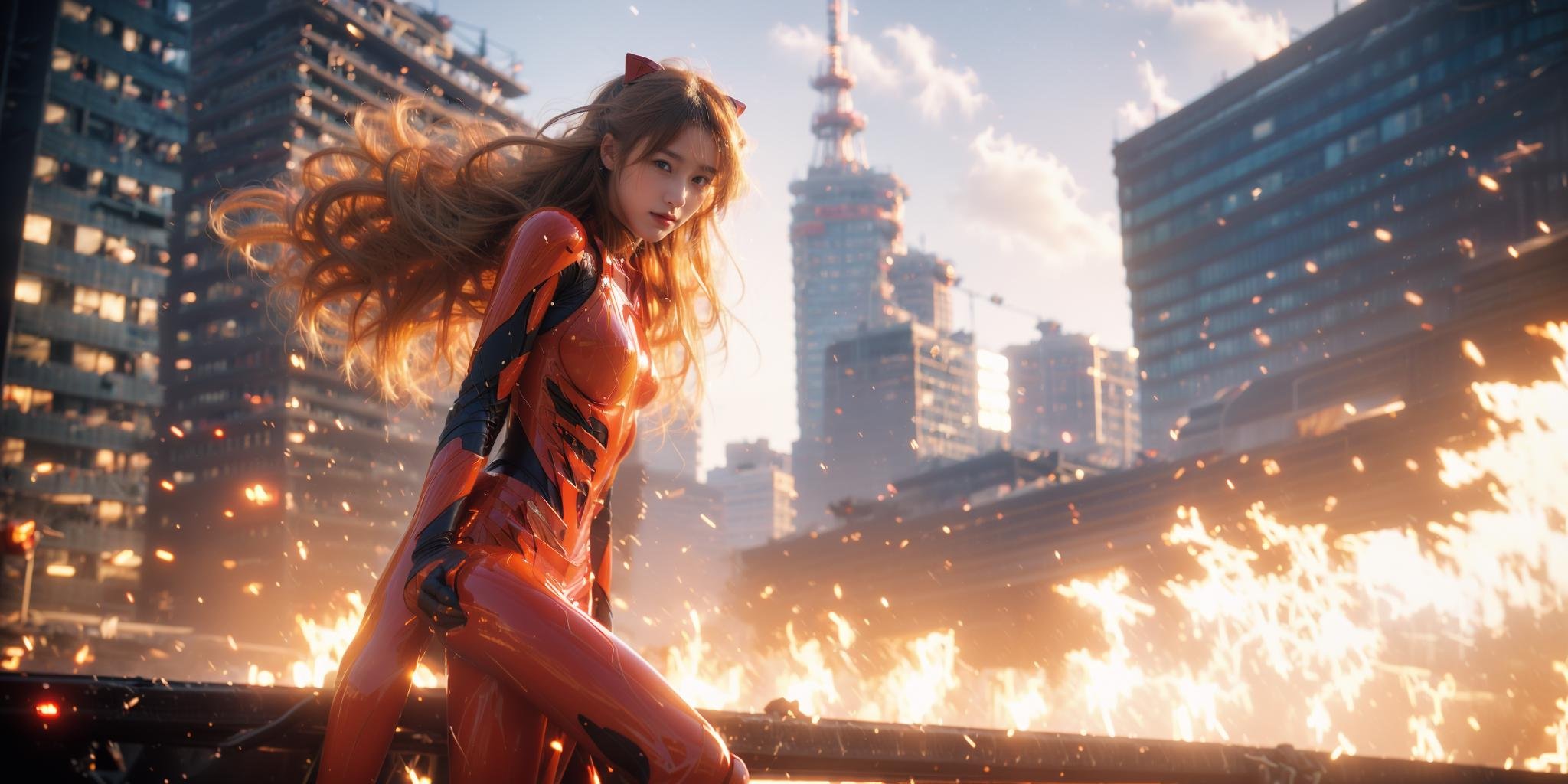 Epic CG masterpiece,Asuka Langley Soryu,hdr,dtm,full ha,Sitting on mecha device,8K,ultra detailed graphic tension,dynamic poses,stunning colors,3D rendering,surrealism,cinematic lighting effects,realism,00 renderer,super realistic,full - body photos,super vista,super wide Angle,HD,<lora:绪儿-明日香_v1.0:0.8>,<lora:MFlame:1>,