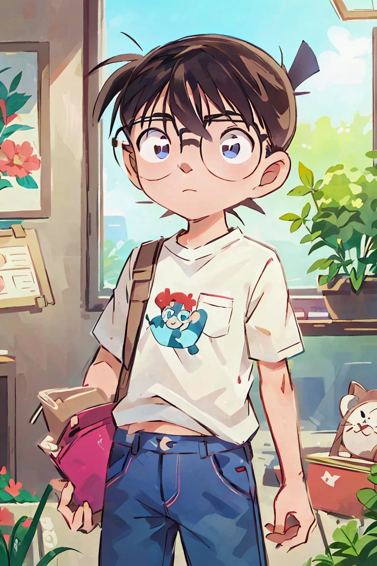  (best quality, masterpiece),1boy, male focus, glasses, blue eyes, shirt, solo