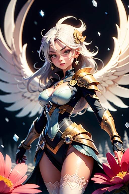 masterpiece,{{{best quality}}},(illustration)),{{{extremely detailed CG unity 8k wallpaper}}},game_cg,(({{1girl}})),{solo}, (beautiful detailed eyes),((shine eyes)),goddess,fluffy hair,messy_hair,ribbons,hair_bow,{flowing hair}, (glossy hair), (Silky hair),((white stockings)),(((gorgeous crystal armor))),cold smile,stare,cape,(((crystal wings))),((grand feathers)),((altocumulus)),(clear_sky),(snow mountain),((flowery flowers)),{(flowery bubbles)},{{cloud map plane}},({(crystal)}),crystal poppies,({lacy}) ({{misty}}),(posing sketch),(Brilliant light),cinematic lighting,((thick_coating)),(glass tint),(watercolor),(Ambient light),long_focus,(Colorful blisters),ukiyoe style