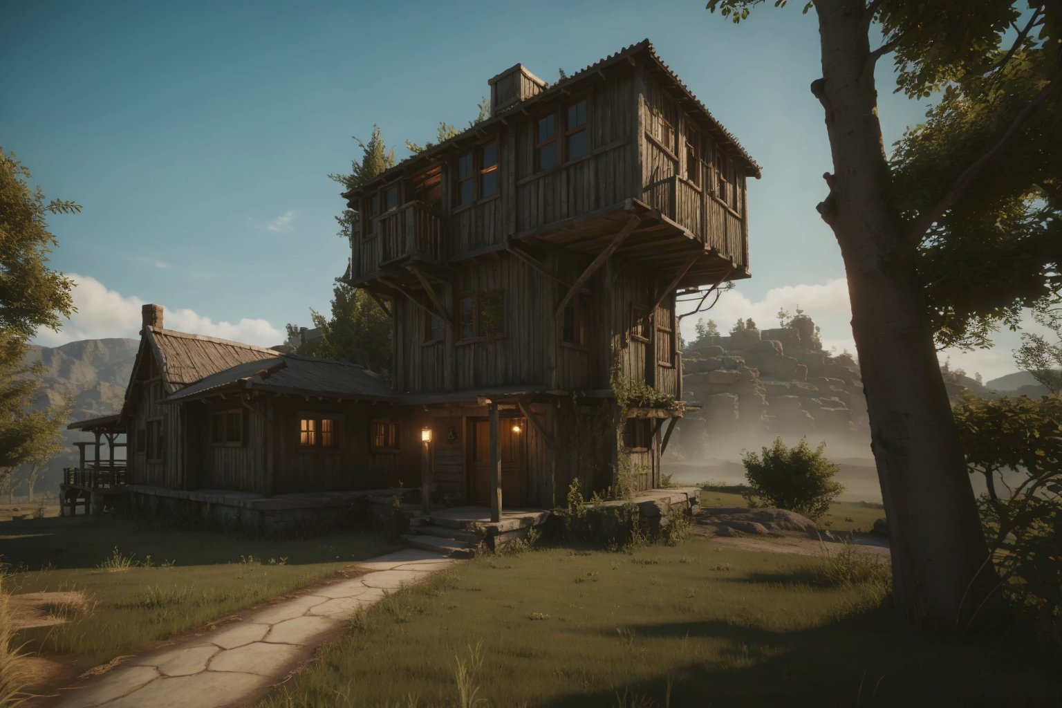  huge filesize,artbook,game cg,realistic,real,Cinematic Lighting,reality,elden,scene,,treehouse,