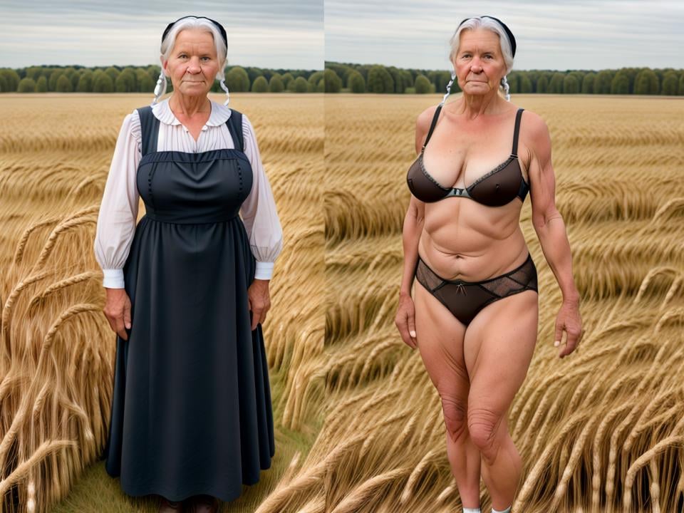 onoffunder,  side-by-side photo,  weathered amish woman on Tensor.Art