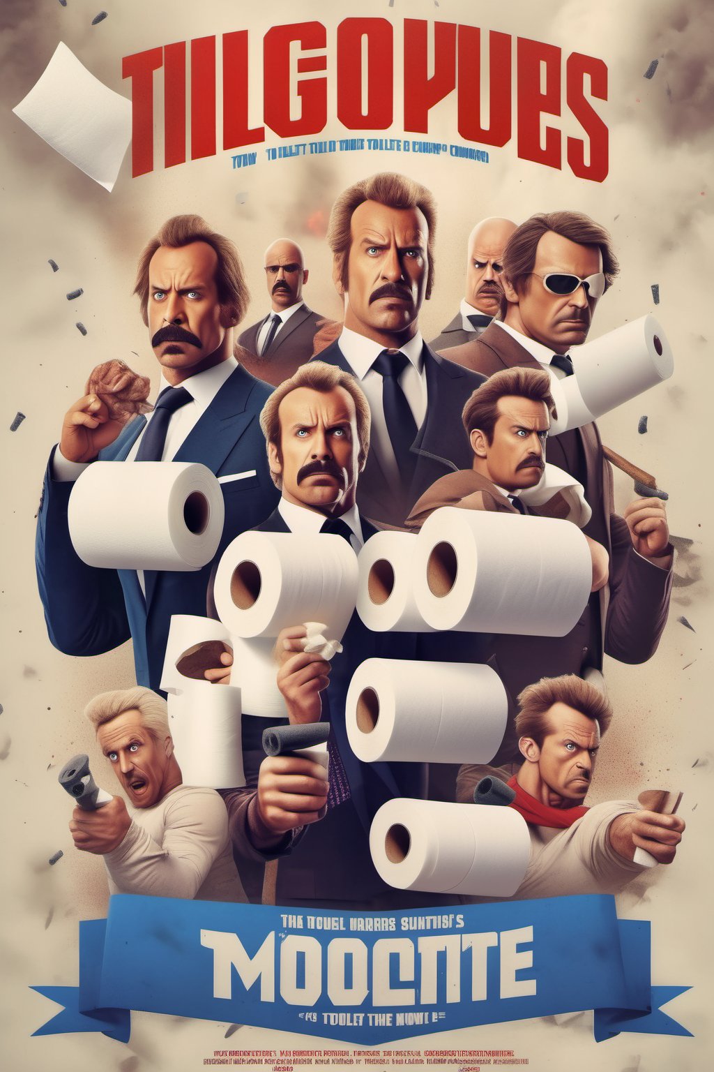 Movie Poster - a movie poster featuring the heroic founders of a toilet paper company starring in an action movie based in Melbourne Australia.