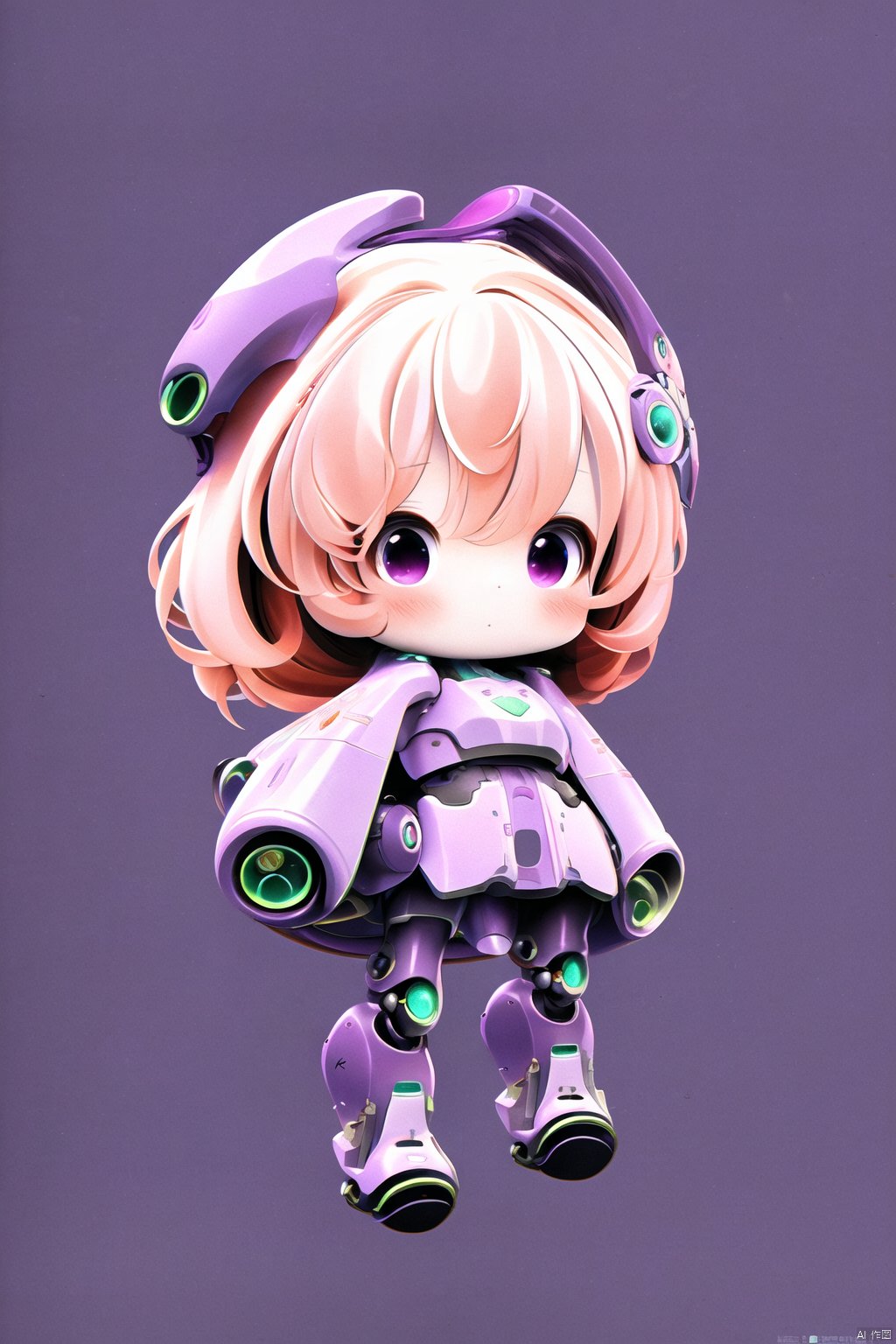  masterpiece, best quality,8K,official art, ultra high res,
1girl,chibi, full body, robot,purple background