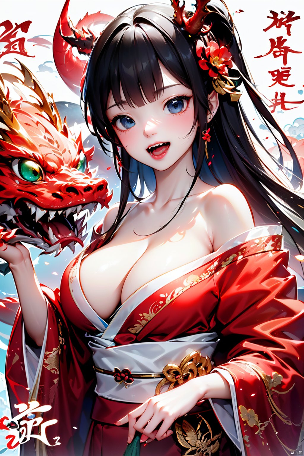 (龙年, two zero two four New Year,1girl, Dragon, Oriental Dragon, ),Loli