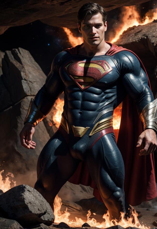 m0c,  superman standing in an epic Kryptonite cave in front of a sci-fi command panel,  cinematic by Jcdestro81 on Tensor.Art