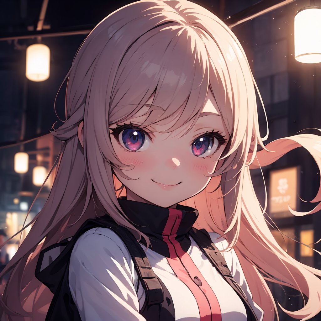 a girl, smile, (loli:1.2), Light Art, anime style,, highres, ultra detailed,