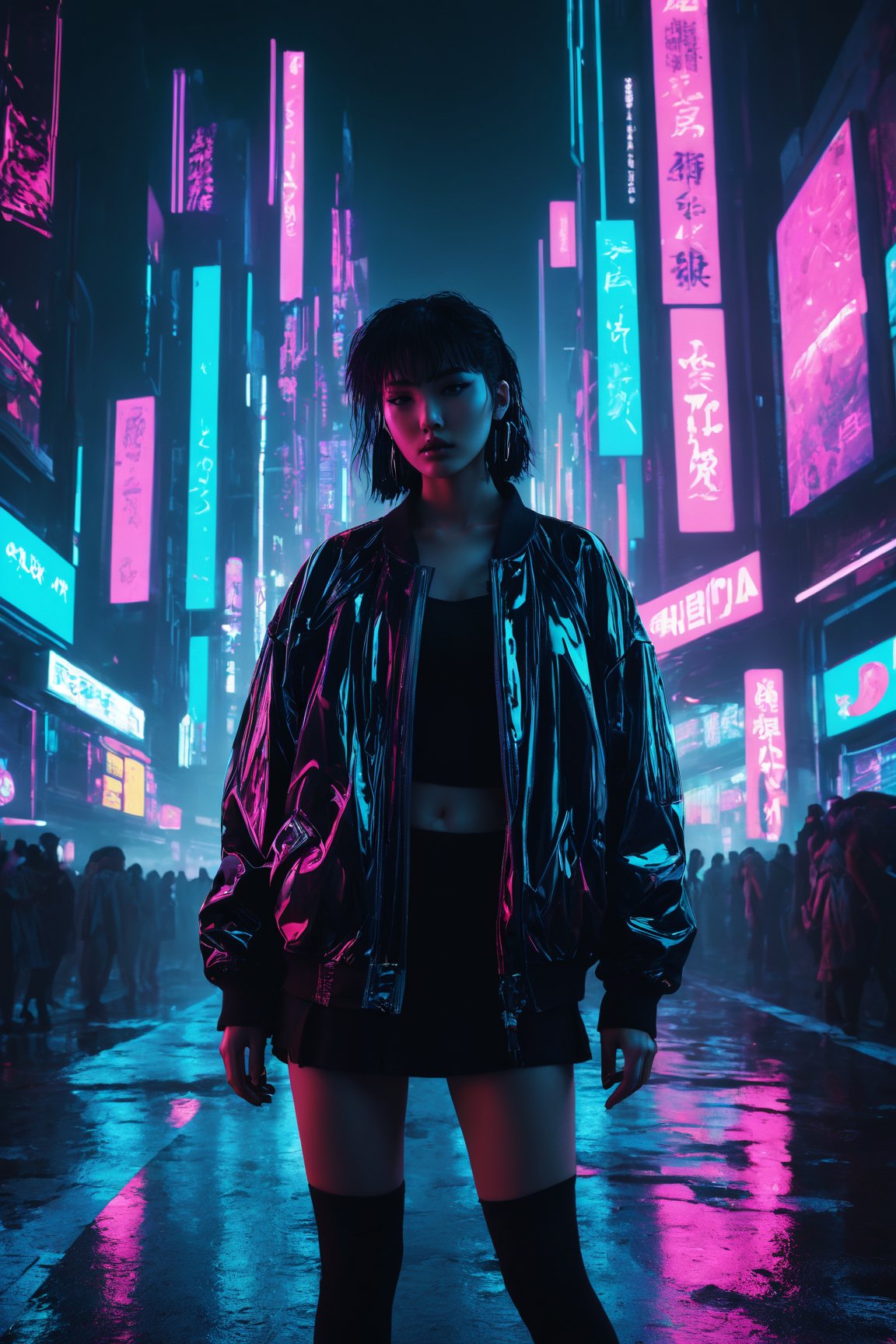 (best quality,8k,highres,masterpiece:1.2), ultra-detailed, (realistic,photorealistic,photo-realistic:1.37), nightmare, (80s anime style:1.3), glitch art, flat colors, key visual, vibrant, studio anime, minimalist, dark background, neon lights, haunted atmosphere, surreal, (distorted shapes and figures:1.2), abstract elements, intense emotion, (dynamic poses:1.3), sharp and bold lines, glossy finish, cyberpunk influence, futuristic setting, gritty textures, (intense shadows:1.2), mysterious narrative, parallel dimensions, supernatural creatures, ominous presence, (ominous and dramatic lighting:1.3), flickering glitches, digital distortion, pixelated aesthetics, retrowave inspiration, interplay of vibrant and muted shades, (vibrant and contrasting color palette:1.2), (surreal and dreamlike landscape:1.3), dystopian city, (distorted reality:1.2), hauntingly beautiful characters, (eerie and captivating expressions:1.2), (intricate and detailed backgrounds:1.2), fluid and energetic movements, (dramatic and impactful scenes:1.3), (captivating and suspenseful storytelling:1.3), iconic and memorable character designs.