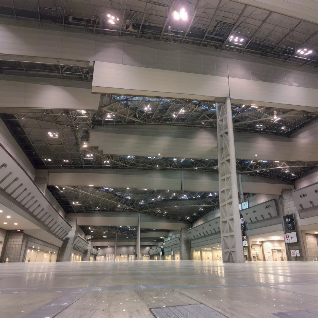 best quality, ultra-detailed, illustration,tokyobigsight, EASTHALL, scenery, indoors, ceiling light, lights, light, sign, lamppost, ceiling, real world location <lora:tokyobigsight_EASTHALL_indoors_SD15_V3:1>