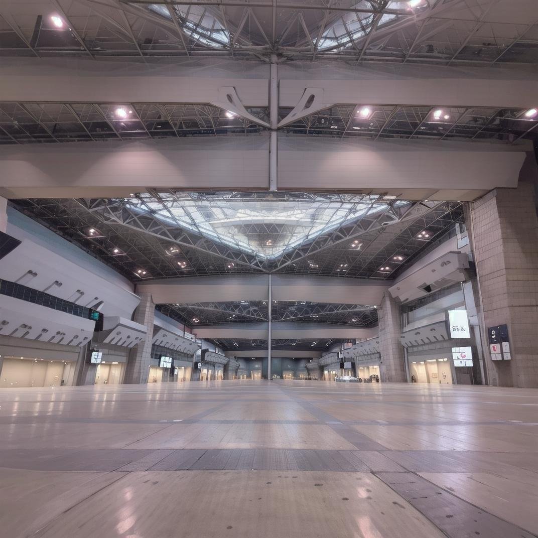 best quality, ultra-detailed, illustration,tokyobigsight, EASTHALL, scenery, indoors, ceiling light, lights, light, window, ceiling, real world location <lora:tokyobigsight_EASTHALL_indoors_SD15_V3:1>