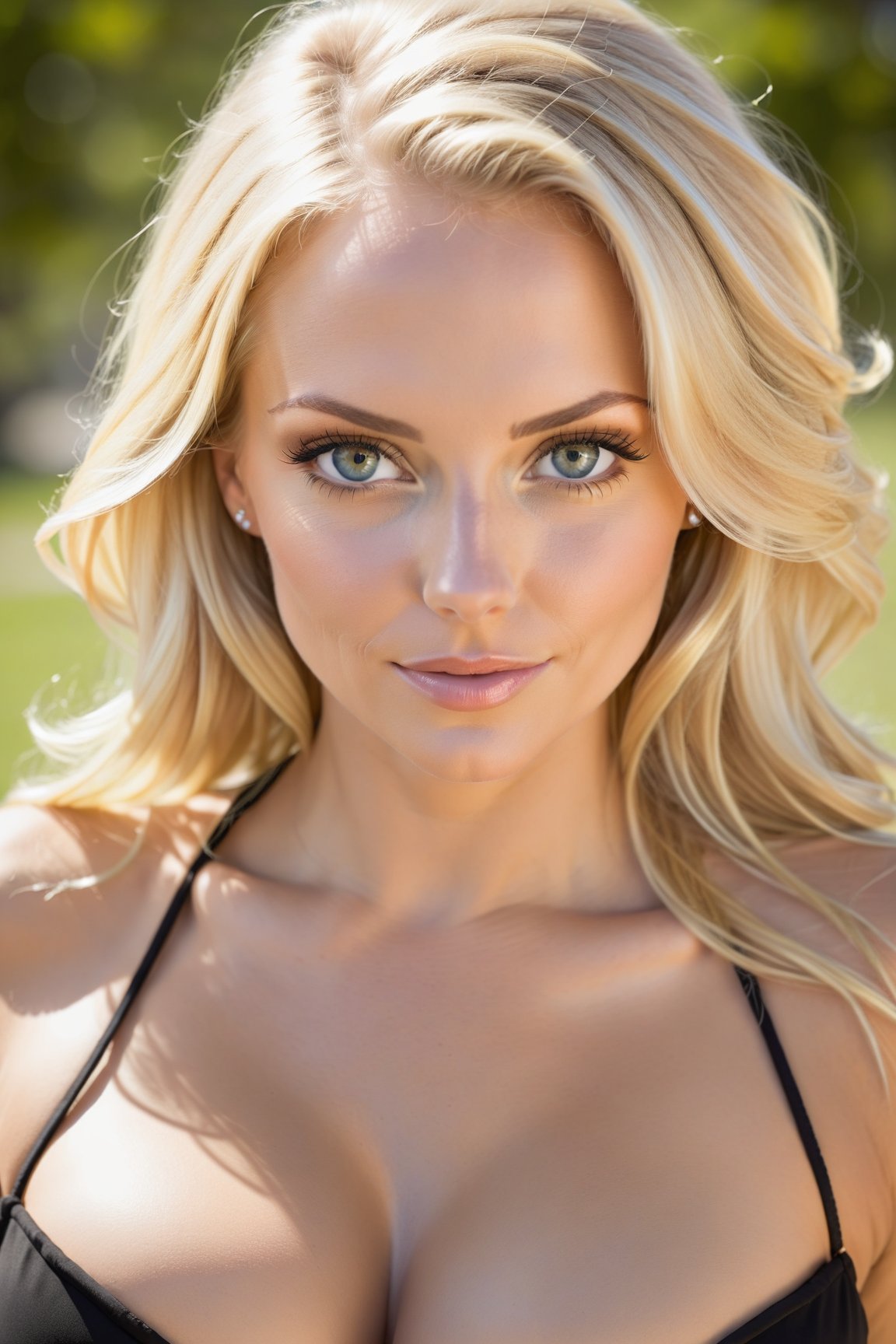 beautiful blonde woman,  cleavage,  facing viewer on Tensor.Art