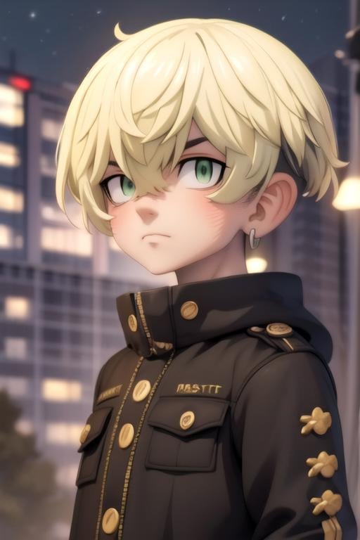 (best quality:1.1), (masterpiece:1.4), sketch, , upper body, , anime coloring, , 1boy, solo, male focus, <lora:chifuyu_matsuno:0.92>, chifuyu_matsuno, blonde hair, green eyes, , hair between eyes, , undercut, gakuran, , world war 1,