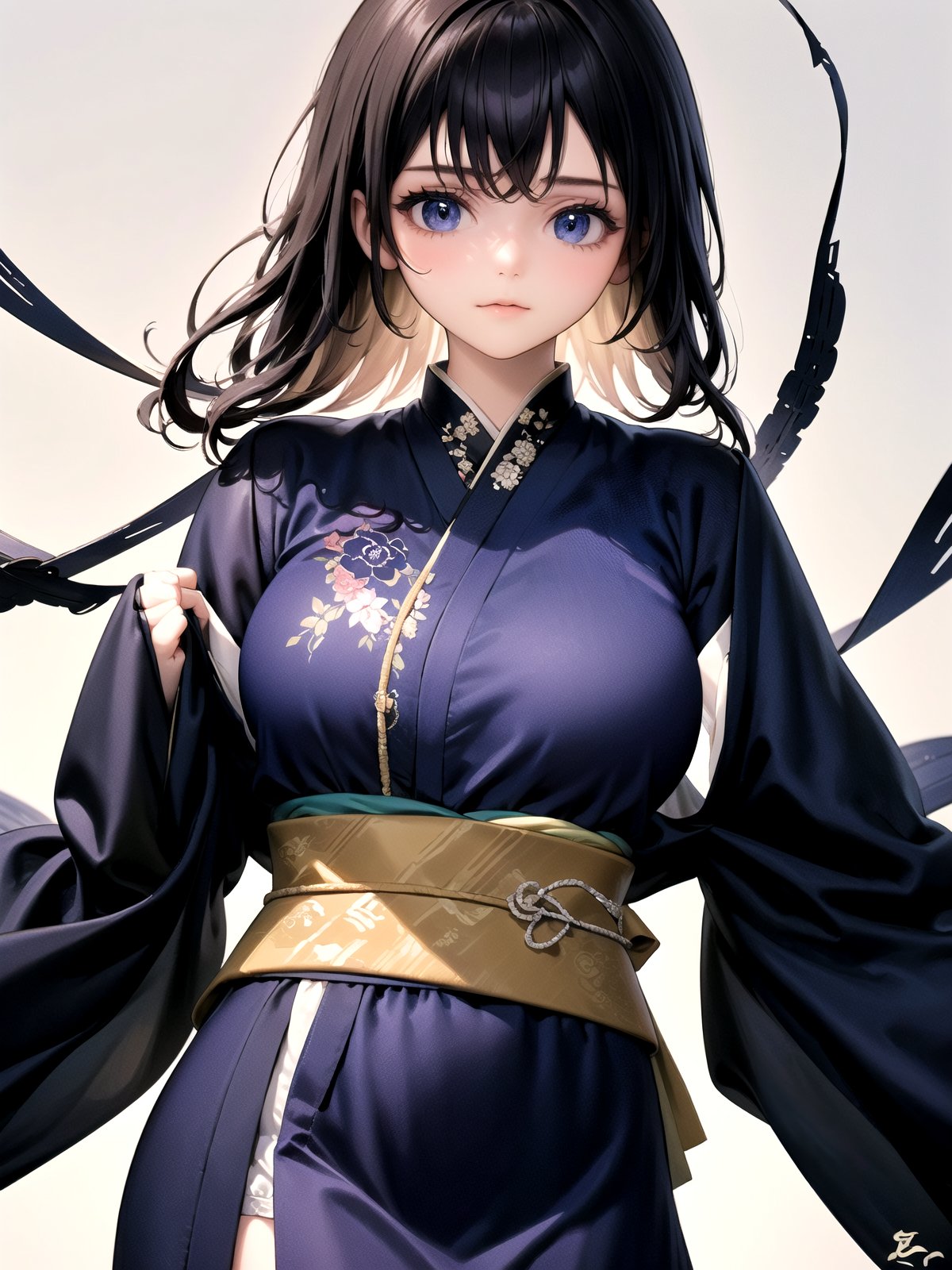 //Quality,
(masterpiece), (best quality), 8k illustration
,//Character,
1girl, solo, large breasts
,//Fashion,
details (dark blue silk brocade kimono)
,//Background,

,//Others,
