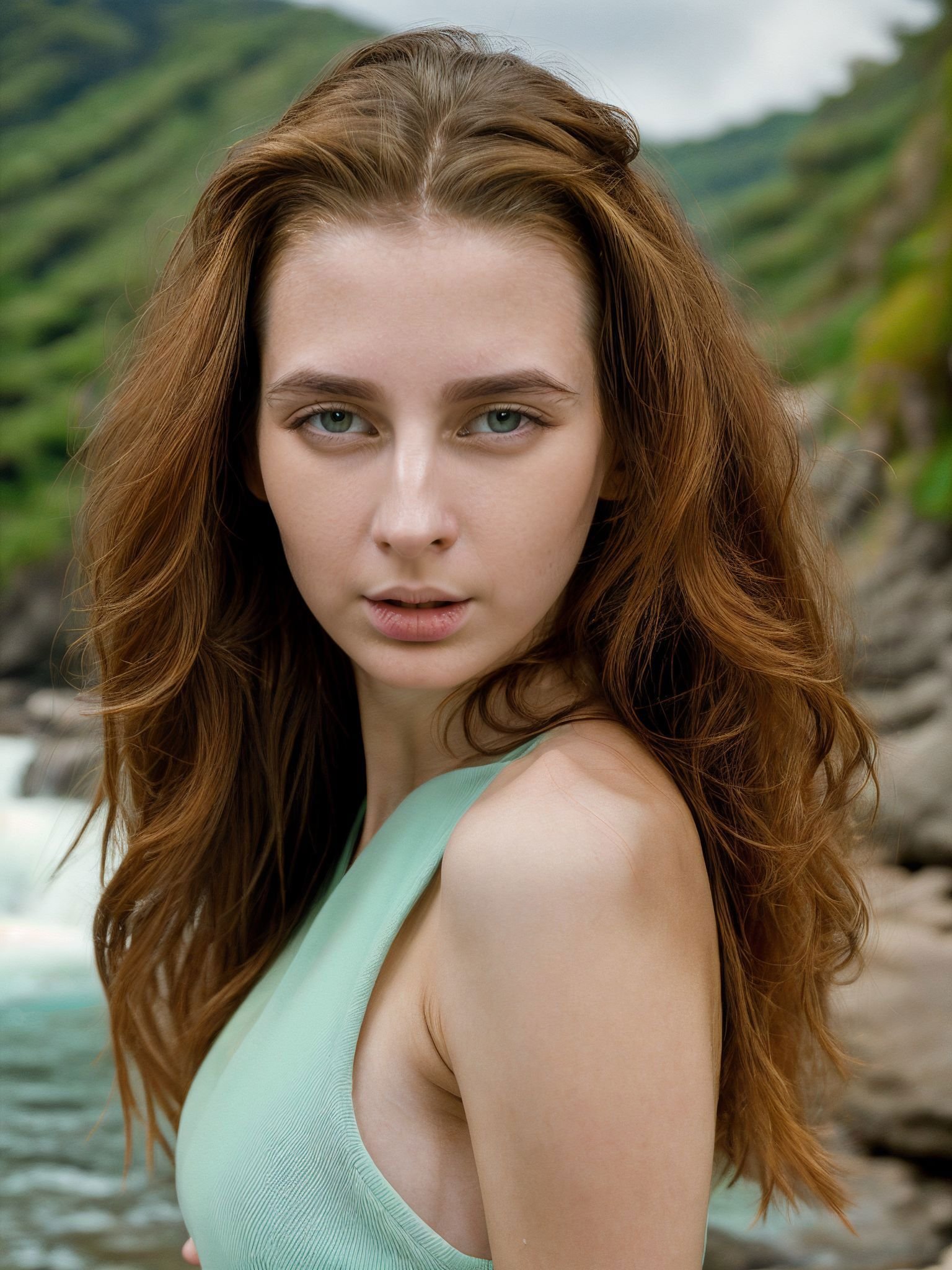 beauty photo of a woman Realistic portrait Photo of a HelgaGrey with long hair style,  Beautiful,  Detailed face by ManOfC...