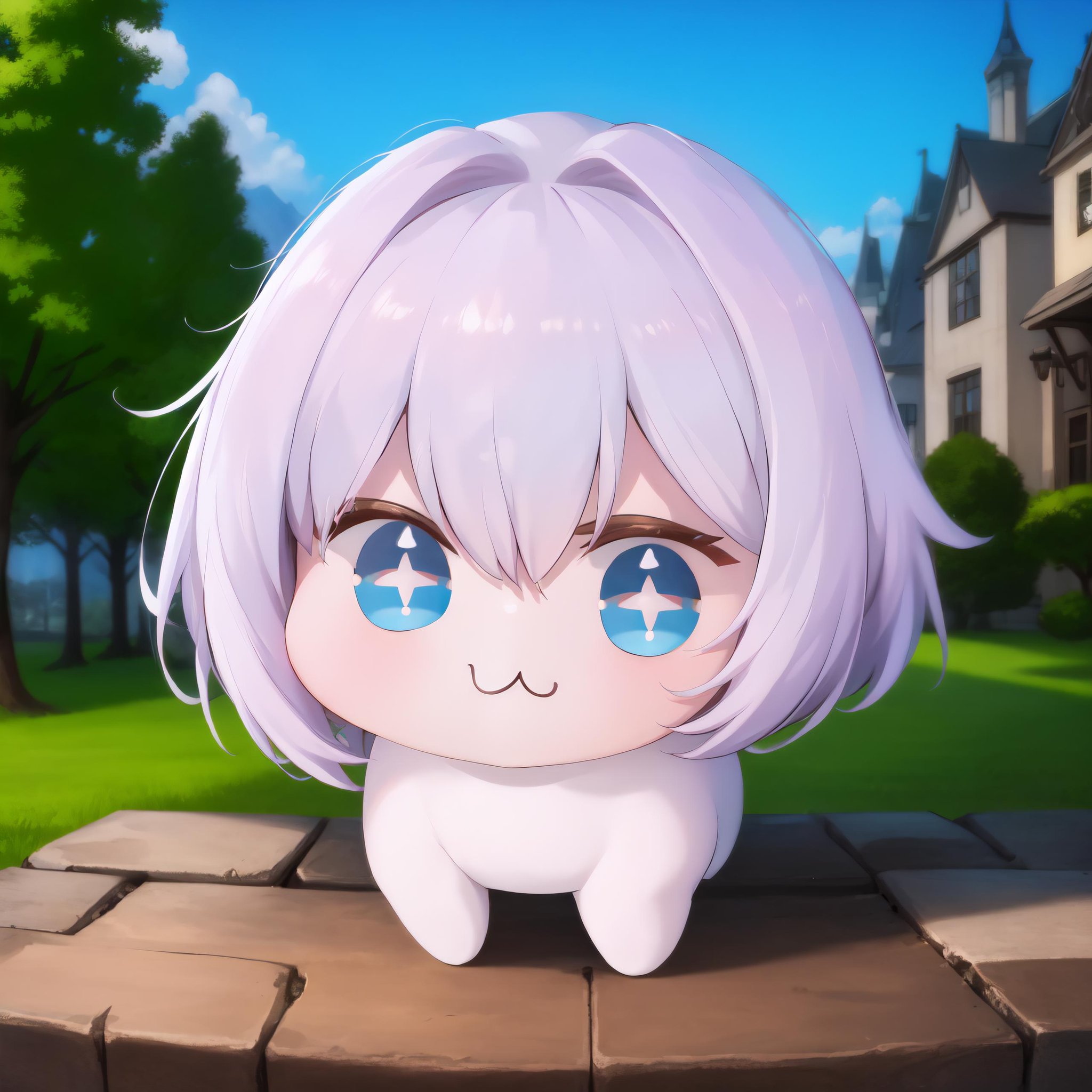 <lora:DoroV13-000020:1> masterpiece, best quality, doro, creature, chibi, ;3  <lora:LiliweissX_V1:0.6> liliweissx, white hair, scenery, outdoors