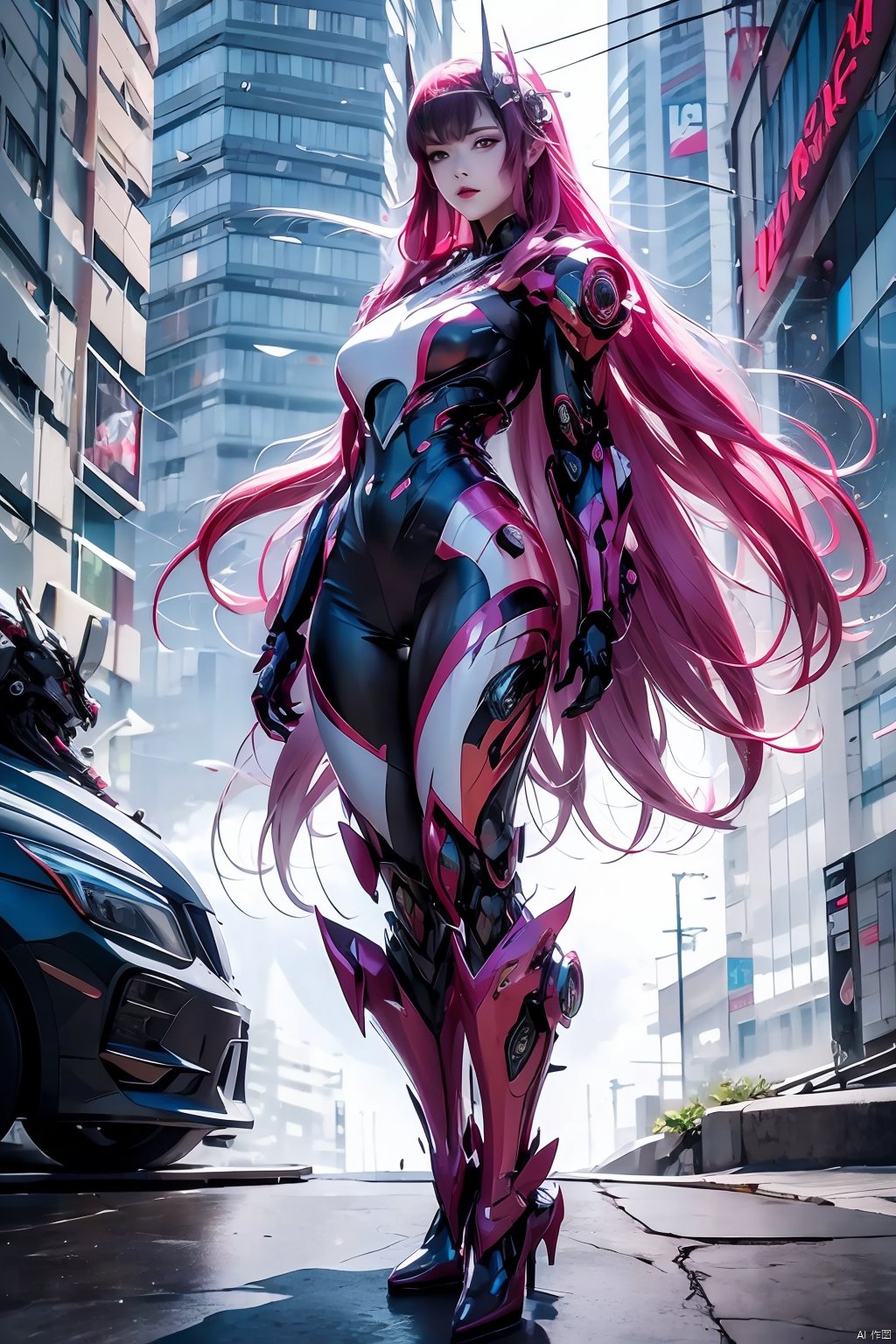 1girl,Cyberpunk, mecha, 