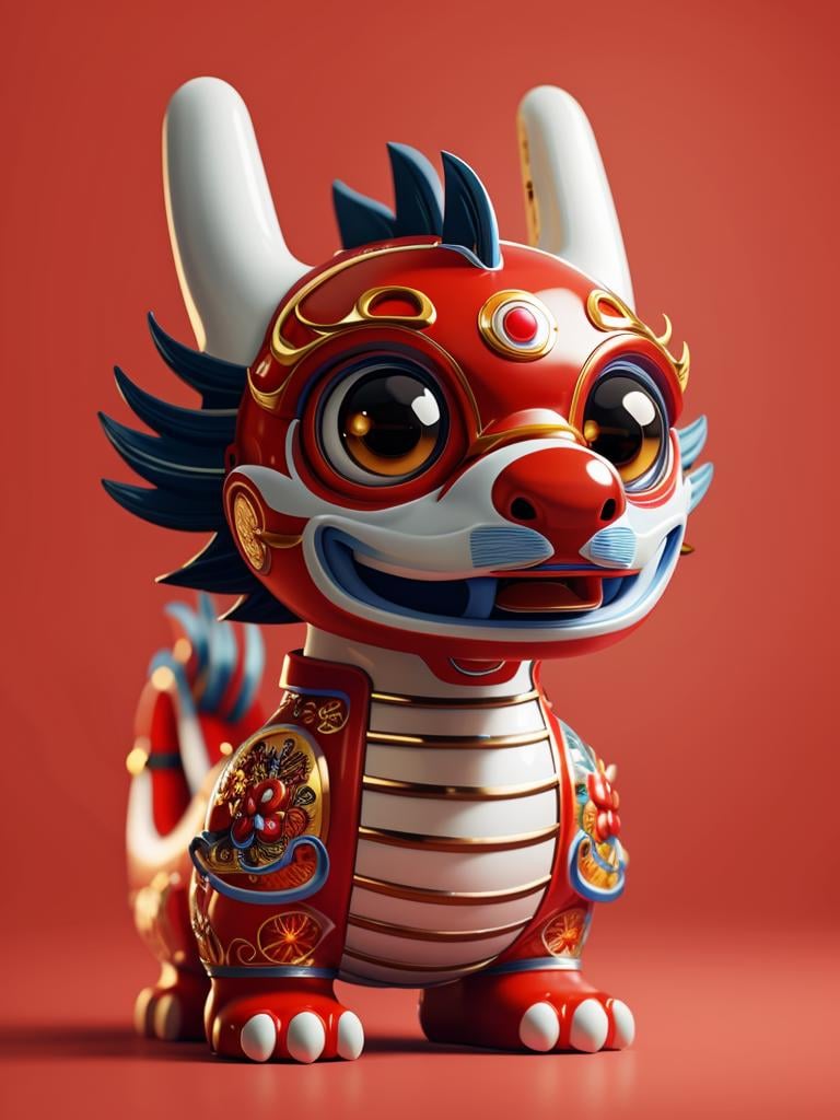 Masterpiece,top-notch quality,zhongguolong,eastern dragon,Hdri,looking towards the camera,1boy,Chinese New Year,Red background,<lora:Dragon 龙年新春:0.6>,