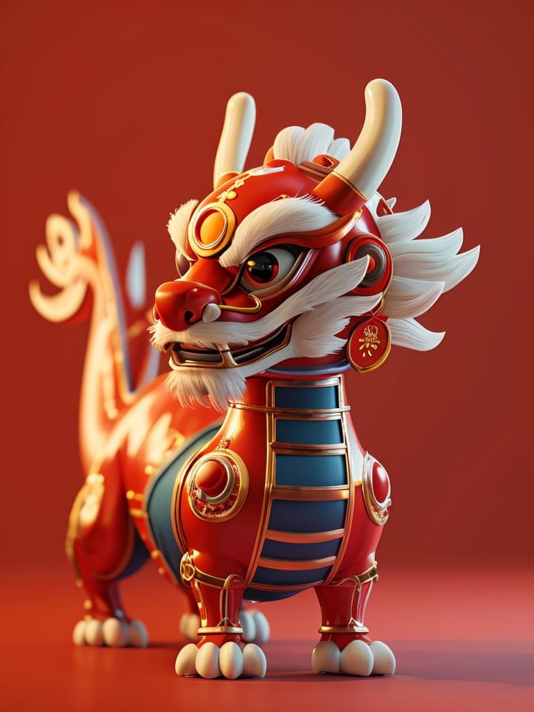 Masterpiece,top-notch quality,zhongguolong,eastern dragon,Hdri,looking towards the camera,1girl,Chinese New Year,Red background,<lora:Dragon 龙年新春:0.6>,