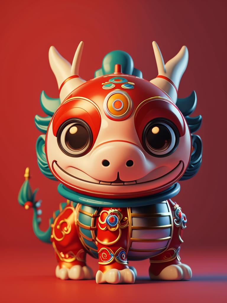 Masterpiece,top-notch quality,zhongguolong,eastern dragon,Hdri,looking towards the camera,1boy,Chinese New Year,Red background,<lora:Dragon 龙年新春:0.6>,