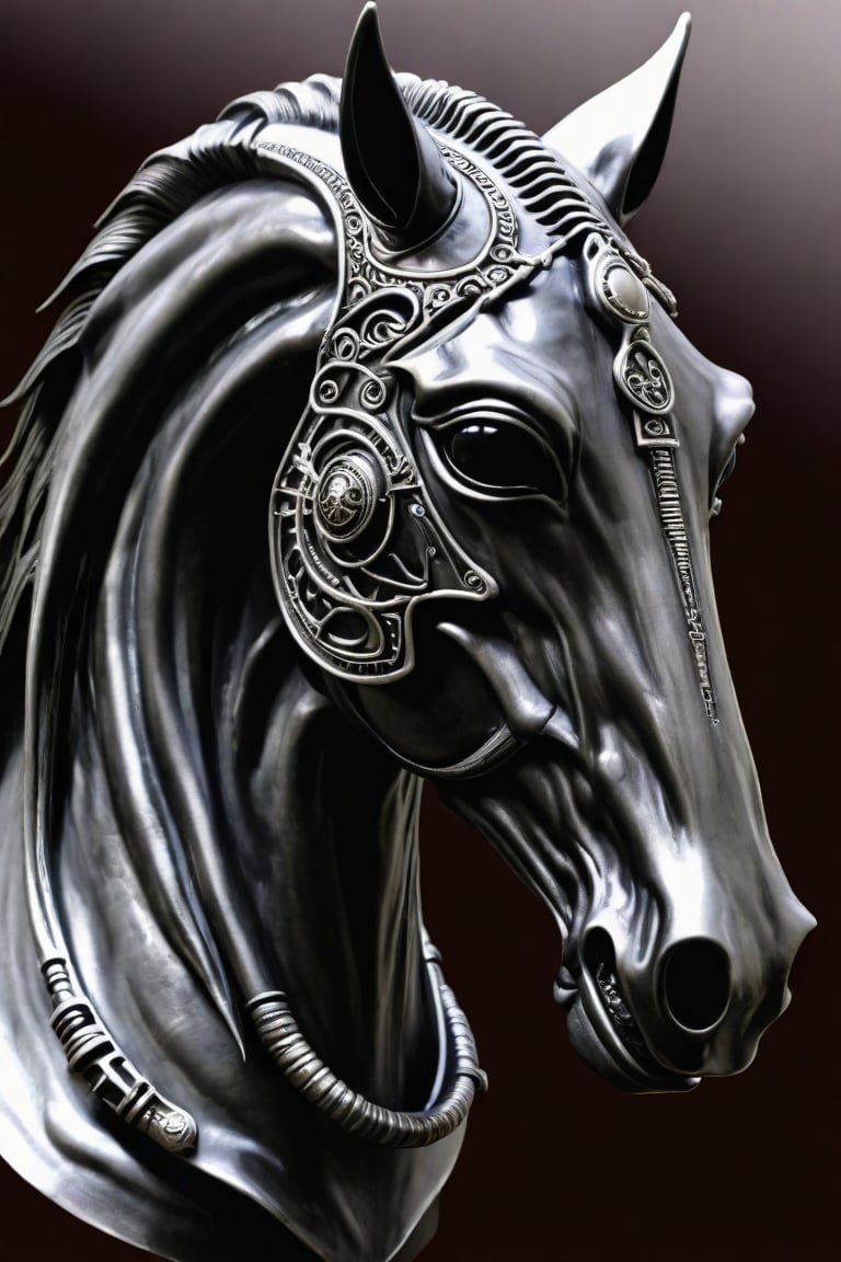 H R Giger style andalus horse head from site,<lora:659095807385103906:1.0>