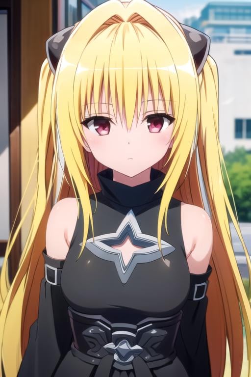 (((pixel-perfect, detail-perfect))), solo, 1girl, <lora:yami-loveru:0.8>, konjiki no yami, detached sleeves, clothing cutout, looking at viewer, closed mouth, upper body