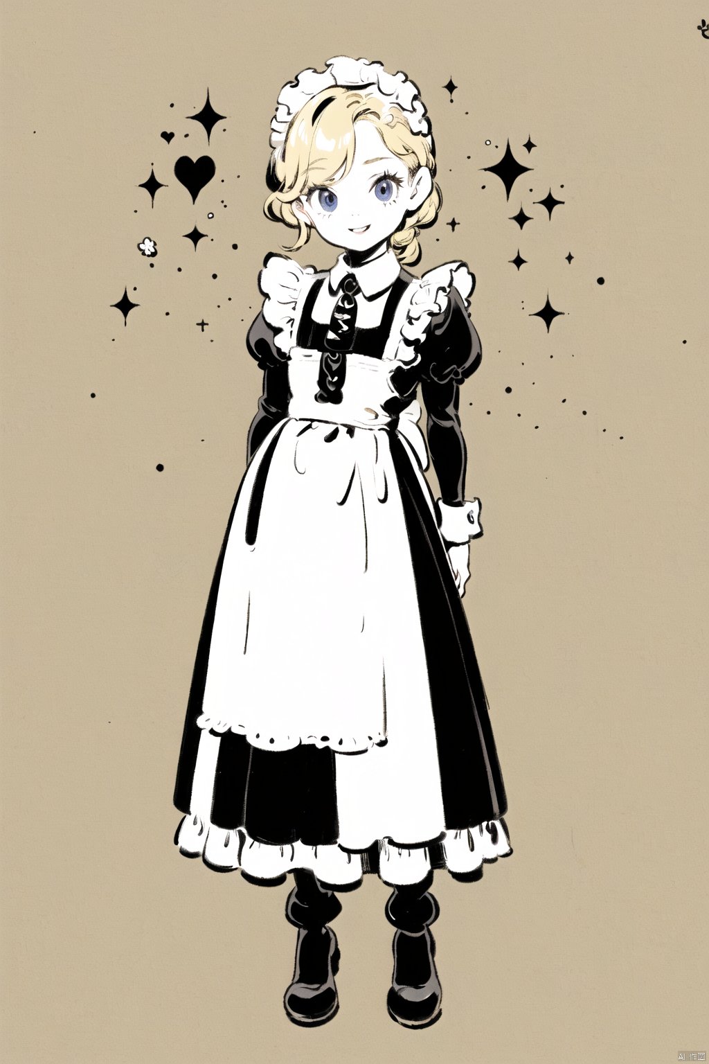  masterpiece,1girl,solo,flat color, maid,blonde